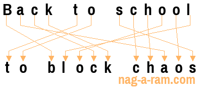 An anagram of 'Back to school ' is 'to block chaos'