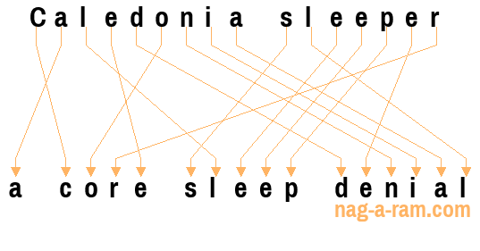 An anagram of 'Caledonia sleeper ' is 'a core sleep denial'