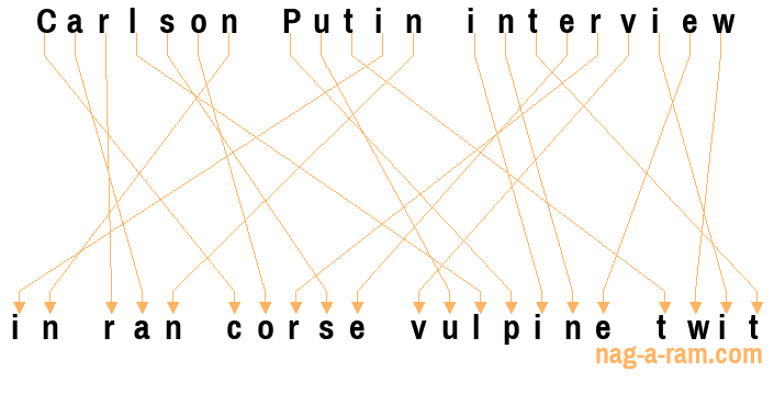 An anagram of 'Carlson Putin interview ' is 'in ran corse vulpine twit'