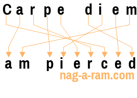 An anagram of 'Carpe diem' is 'am pierced'