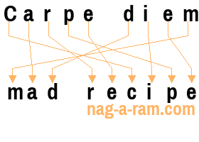 An anagram of 'Carpe diem' is 'mad recipe'