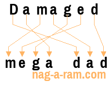 An anagram of 'Damaged ' is 'mega dad'