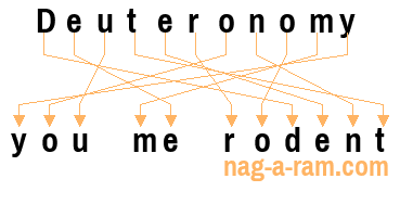 An anagram of 'Deuteronomy' is 'you me rodent'