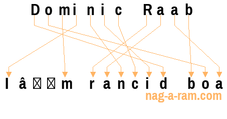 An anagram of 'Dominic Raab' is ' I’m rancid boa'