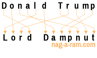 An anagram of 'Donald Trump' is 'Lord Dampnut'