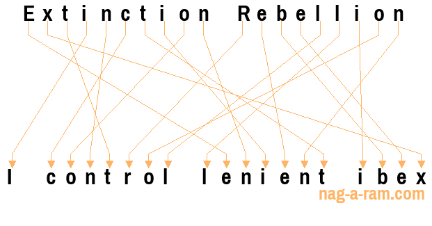 An anagram of 'Extinction Rebellion ' is 'I control lenient ibex'