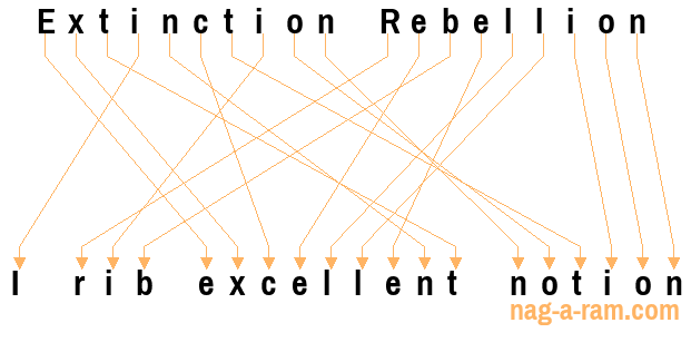 An anagram of 'Extinction Rebellion ' is ' I rib excellent notion'