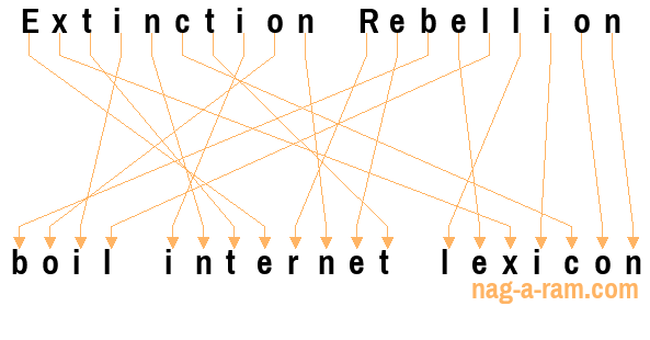 An anagram of 'Extinction Rebellion ' is 'boil internet lexicon'