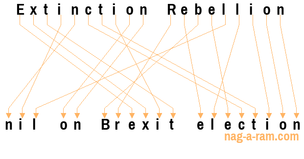 An anagram of 'Extinction Rebellion ' is ' nil on Brexit election'