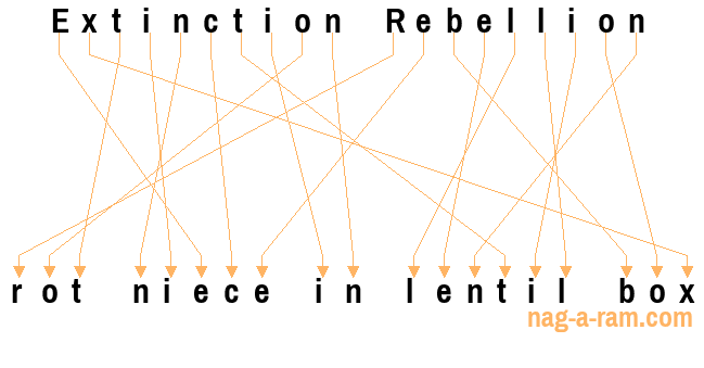 An anagram of 'Extinction Rebellion ' is ' rot niece in lentil box'