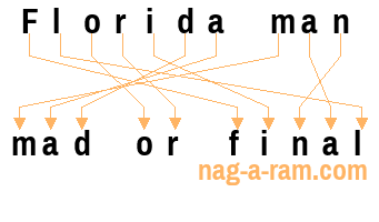 An anagram of 'Florida man' is ' mad or final'