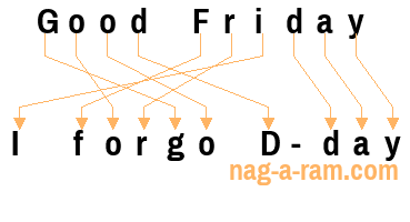 An anagram of 'Good Friday ' is 'I forgo D-day'