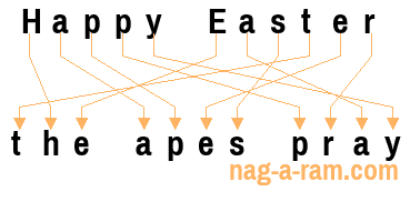 An anagram of 'Happy Easter ' is ' the apes pray'