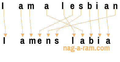 An anagram of 'I am a lesbian' is 'I amens labia'