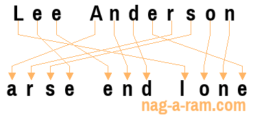 An anagram of 'Lee Anderson' is ' arse end lone'