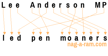 An anagram of 'Lee Anderson MP' is ' led pen moaners'