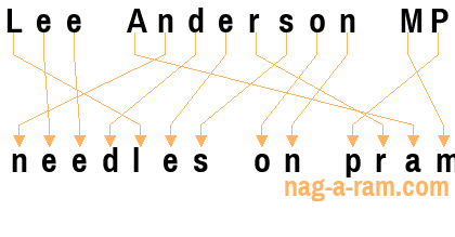 An anagram of 'Lee Anderson MP' is ' needles on pram'