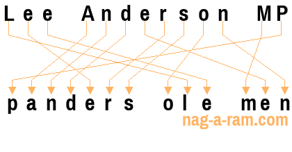 An anagram of 'Lee Anderson MP' is 'panders ole men'