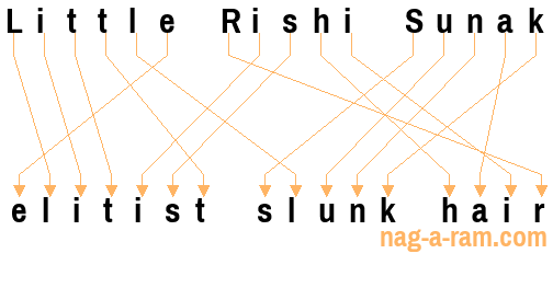 An anagram of 'Little Rishi Sunak' is 'elitist slunk hair'