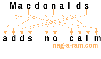 An anagram of 'Macdonalds' is ' adds no calm'