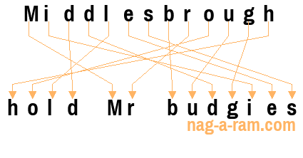 An anagram of 'Middlesbrough ' is ' hold Mr budgies'