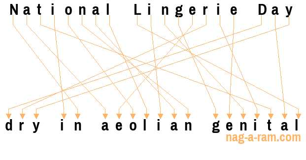 An anagram of 'National Lingerie Day' is ' dry in aeolian genital'