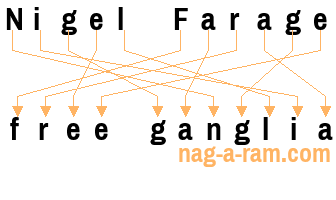 An anagram of 'Nigel Farage' is 'free ganglia'