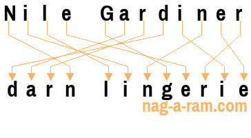 An anagram of 'Nile Gardiner ' is ' darn lingerie'