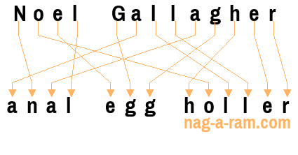 An anagram of 'Noel Gallagher ' is 'anal egg holler'