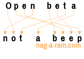 An anagram of 'Open beta' is 'not a beep'