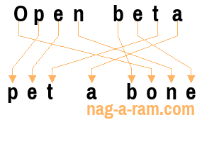 An anagram of 'Open beta' is 'pet a bone'