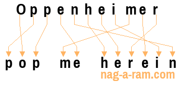 An anagram of 'Oppenheimer ' is 'pop me herein'