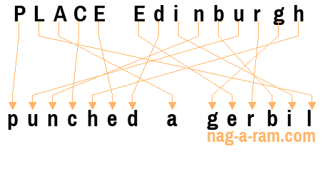 An anagram of 'PLACE Edinburgh ' is 'punched a gerbil'