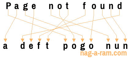 An anagram of 'Page not found ' is 'a deft pogo nun'