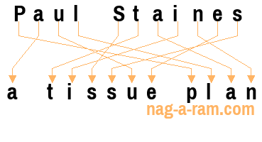 An anagram of 'Paul Staines' is 'a tissue plan'