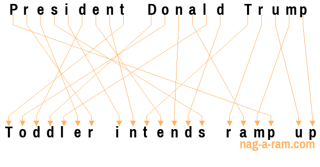 An anagram of 'President Donald Trump ' is 'Toddler intends ramp up'