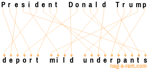 An anagram of 'President Donald Trump ' is 'deport mild underpants'