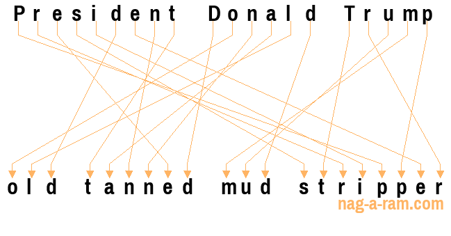 An anagram of 'President Donald Trump' is 'old tanned mud stripper'