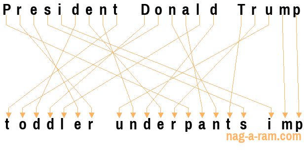 An anagram of 'President Donald Trump ' is 'toddler underpants imp'