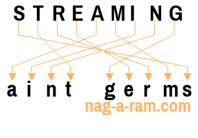An anagram of 'STREAMING ' is 'aint germs'