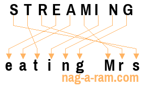 An anagram of 'STREAMING ' is 'eating Mrs'