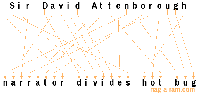 An anagram of 'Sir David Attenborough' is ' narrator divides hot bug'