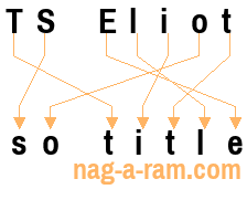 An anagram of 'TS Eliot ' is 'so title'