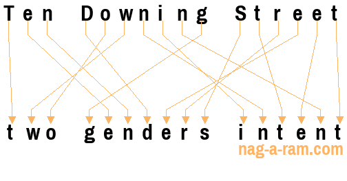 An anagram of 'Ten Downing Street ' is 'two genders intent'