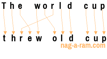 An anagram of 'The world cup ' is 'threw old cup'