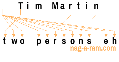 An anagram of 'Tim Martin ' is 'two persons eh'