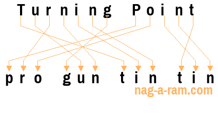 An anagram of 'Turning Point' is 'pro gun tin tin'