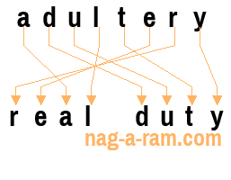 An anagram of 'adultery' is 'real duty'