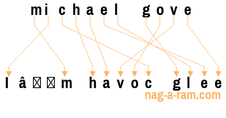 An anagram of 'michael gove' is ' I’m havoc glee'