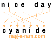 An anagram of 'nice day' is 'cyanide'